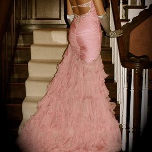 Pink Beaded Prom Dress